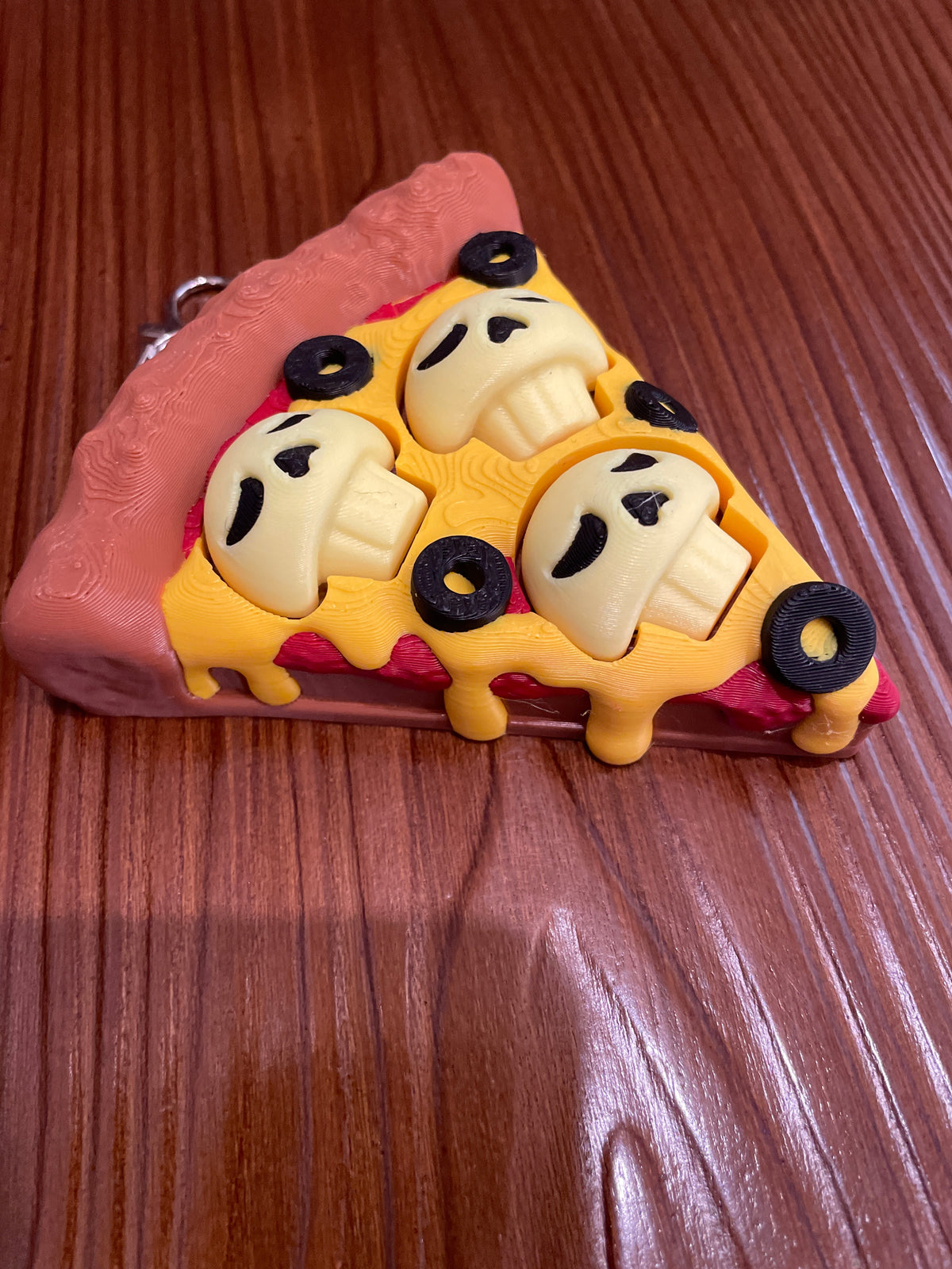 Mushroom Skull Pizza Triple Fidget Clicker Keychain