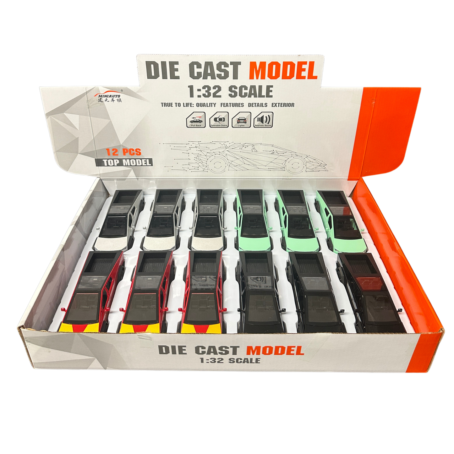 6" Cyber Truck Style Die-Cast Vehicle – Assorted Colors