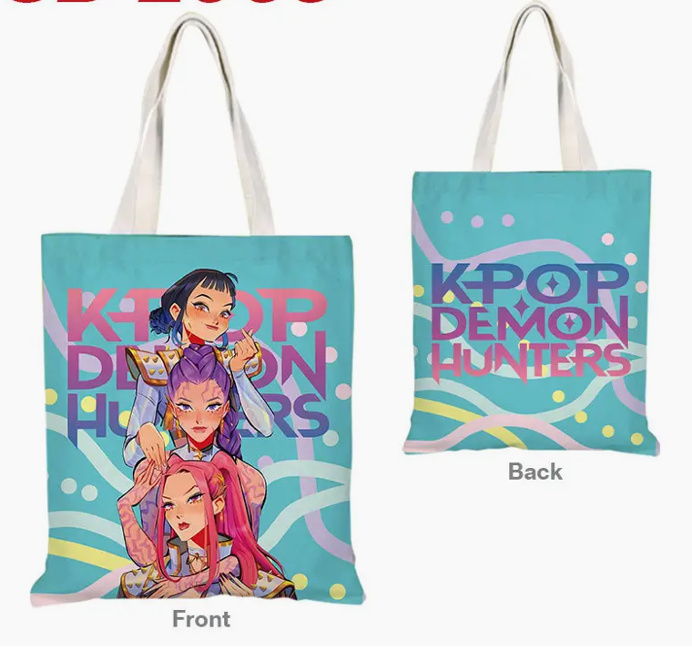 Kpop Demon Hunters Blue Canvas Shoulder Tote Bag