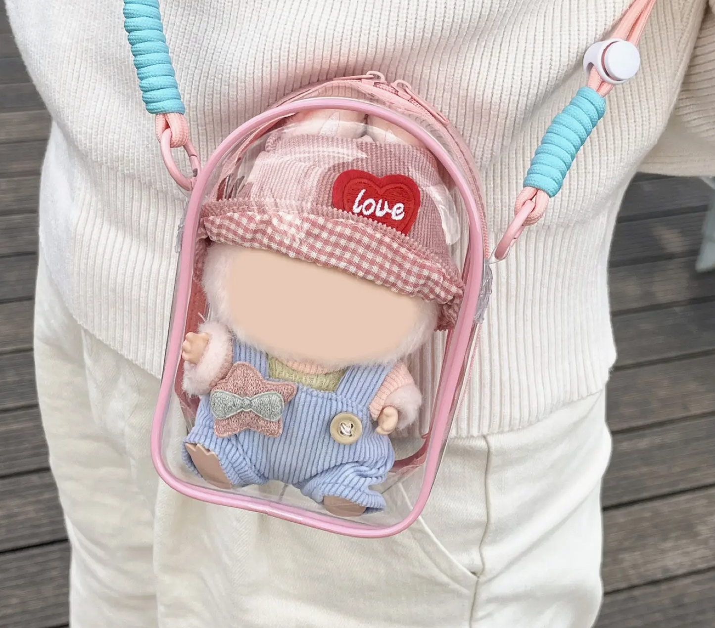 Protective Clear Crossbody Bag for Dolls