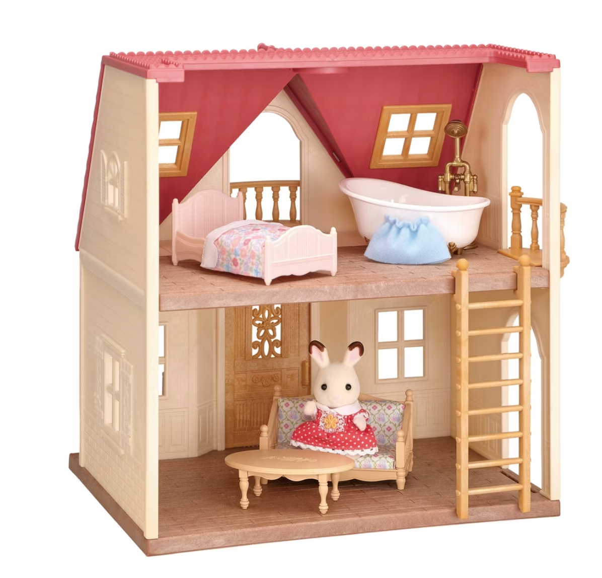 Calico Critters Red Roof Cozy Cottage with bathroom