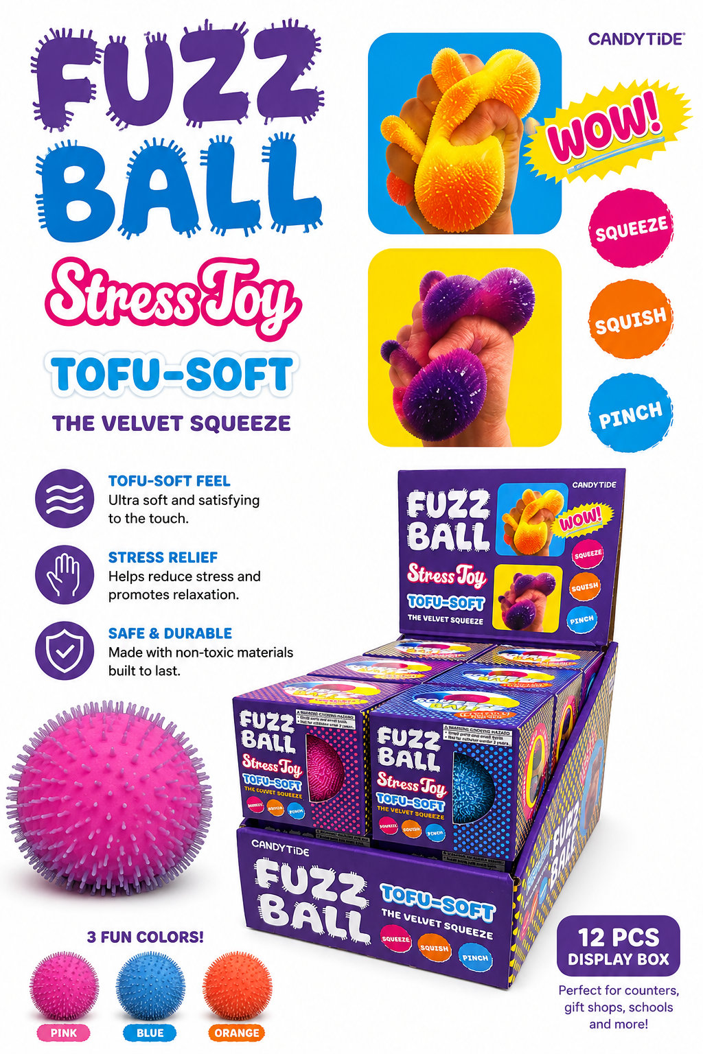 Fuzz Ball Stress Toy – Tofu Soft Velvet Squeeze
