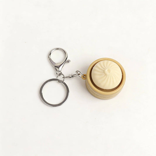 Squishy Dumpling Keychain Mini Steamer Clicker