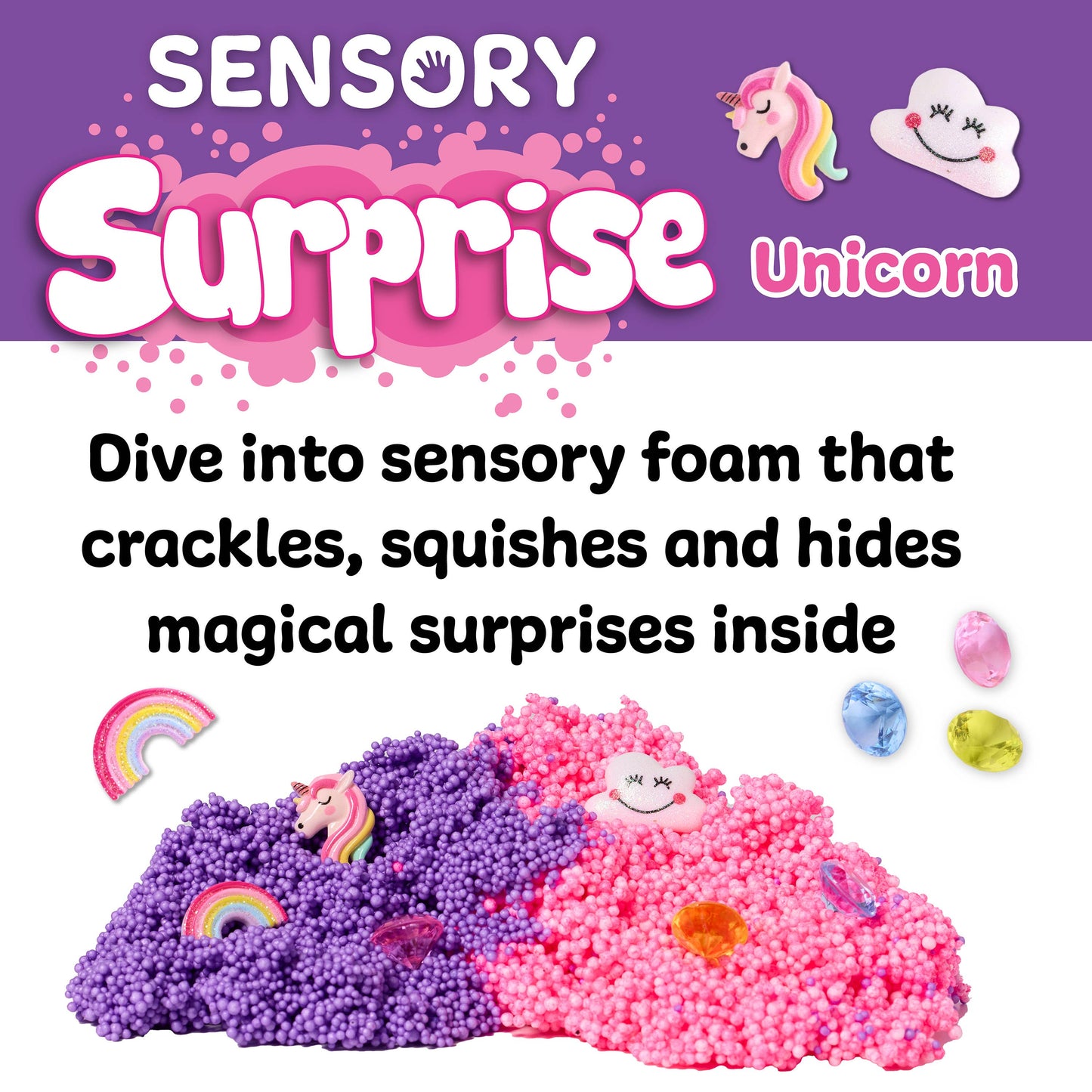 Unicorn Charms Sensory Surprise Squishy Foam Bucket