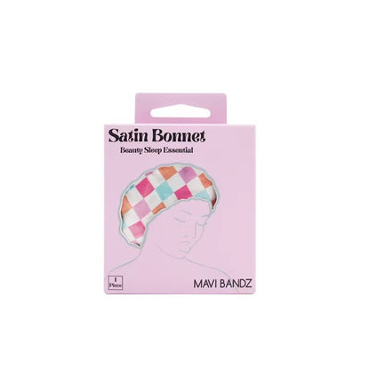 Checked Satin Hair Bonnet