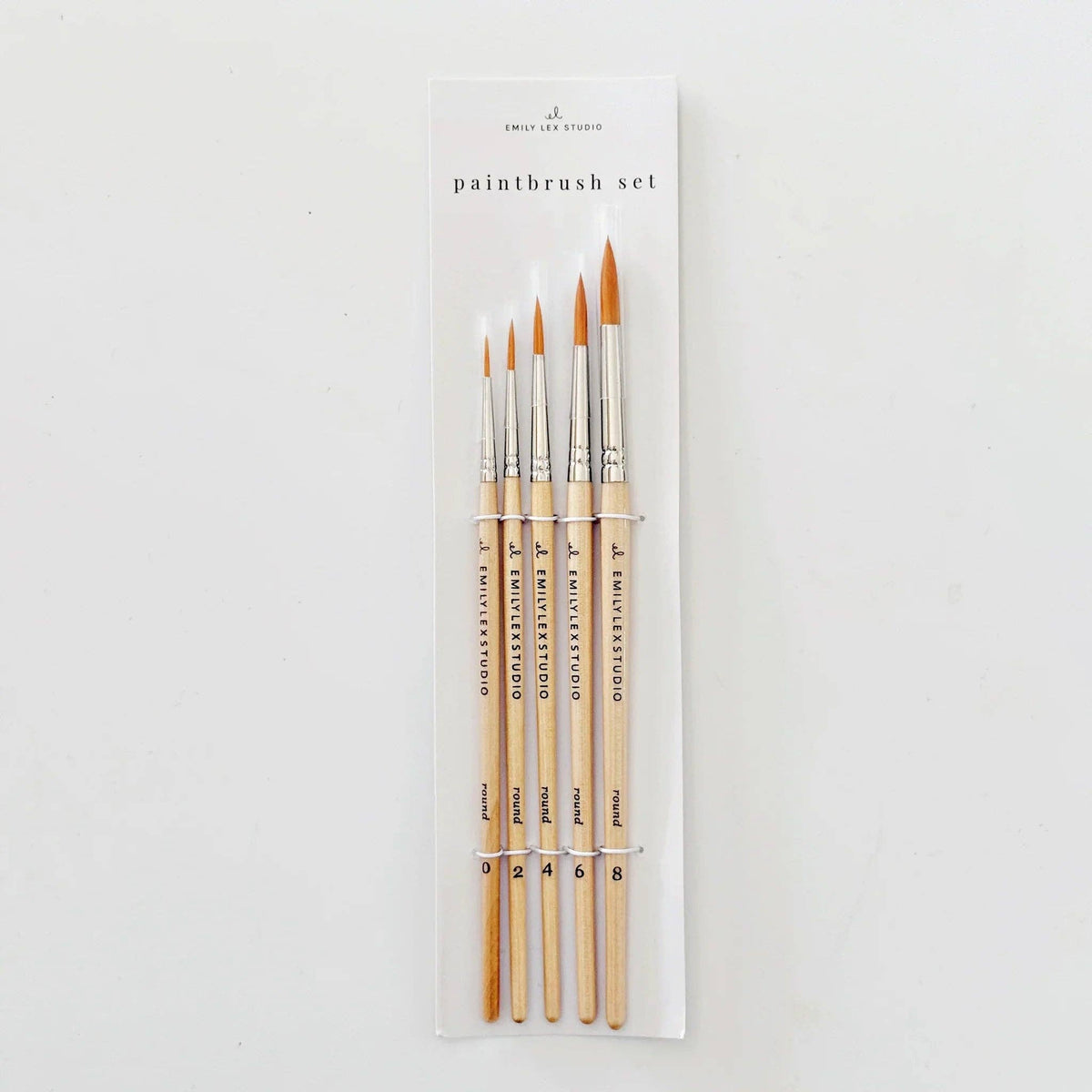 Watercolor paintbrush set of five wood brushes