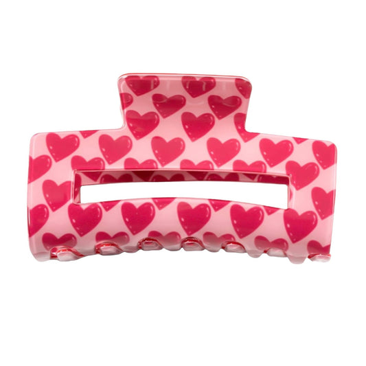 Large Valentine's Day Heart Pink & Red Hair Claw Clip