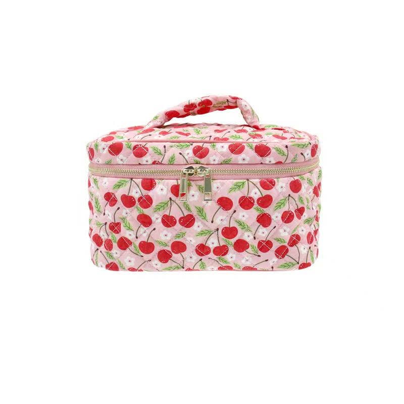 Karma Cherries Quilted Cosmetic Bag