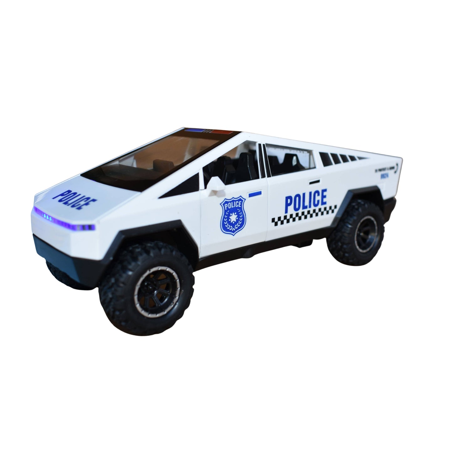 7.5" Friction Cybertruck Police Car with Lights, Sound & Vapor Effect