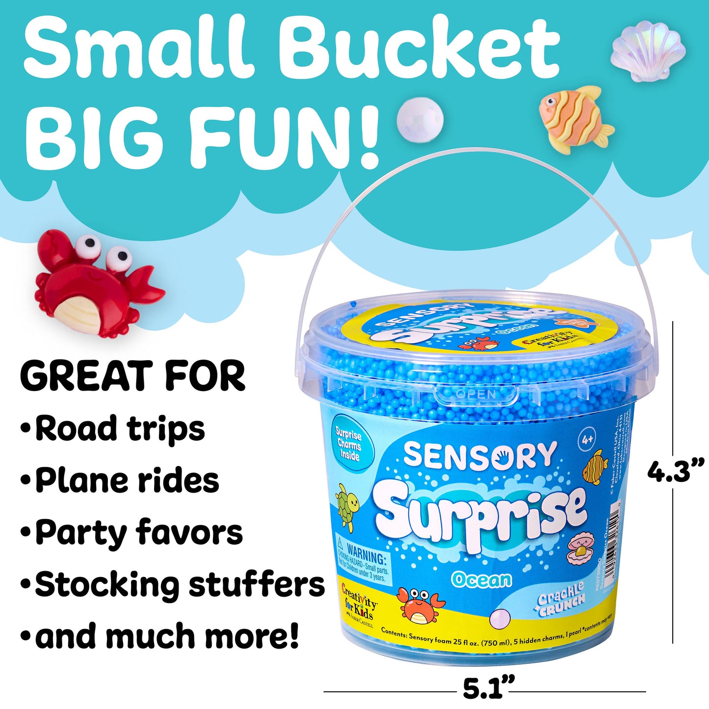 Ocean Theme Charms Sensory Surprise Squishy Foam Bucket