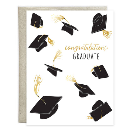 Floating Grad Hats Graduation Greeting Card