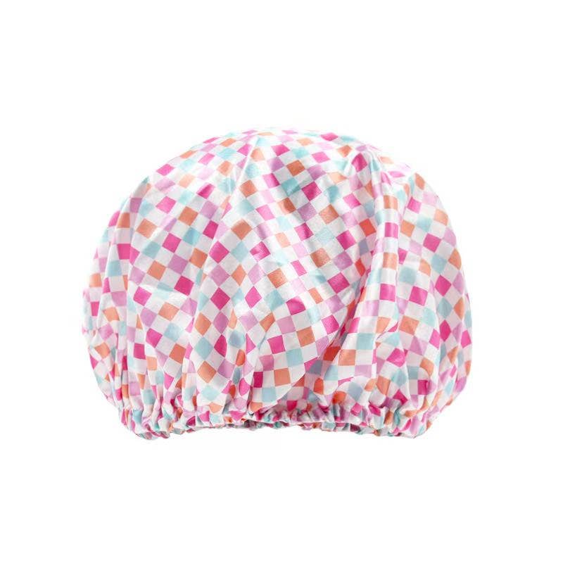 Checked Satin Hair Bonnet