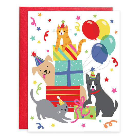 Bday Dogs and Cats Birthday Greeting Card