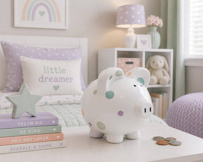 Pastel Polka Dot Piggy Bank