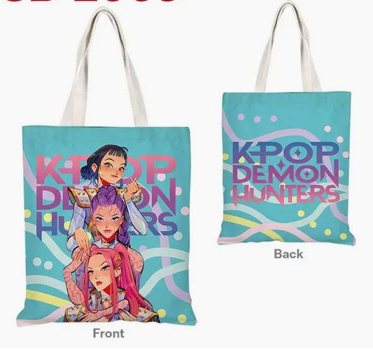 Kpop Demon Hunters Blue Canvas Shoulder Tote Bag