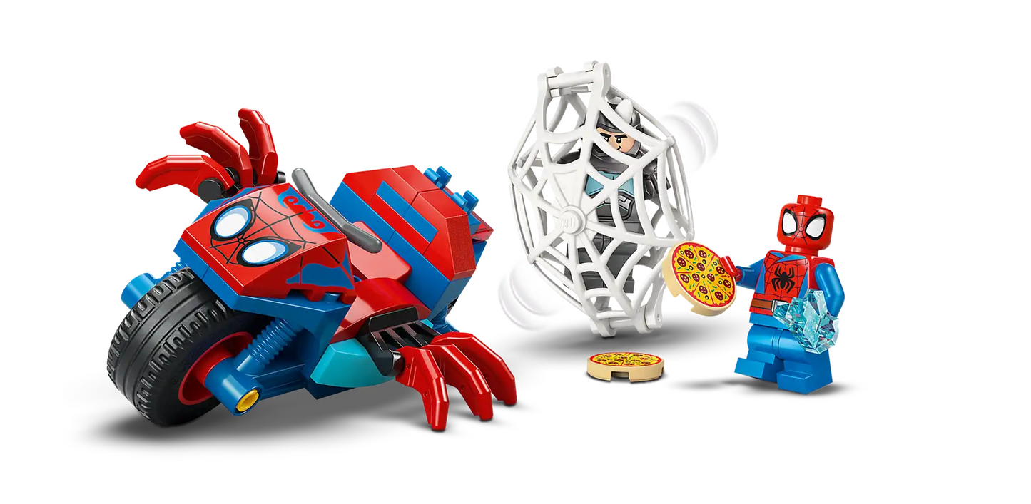 Spidey on His Motorcycle vs Rhino Lego