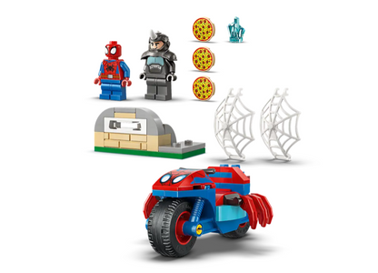 Spidey on His Motorcycle vs Rhino Lego