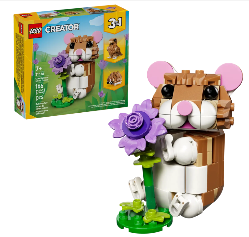 Cute Hamster with a Flower Lego