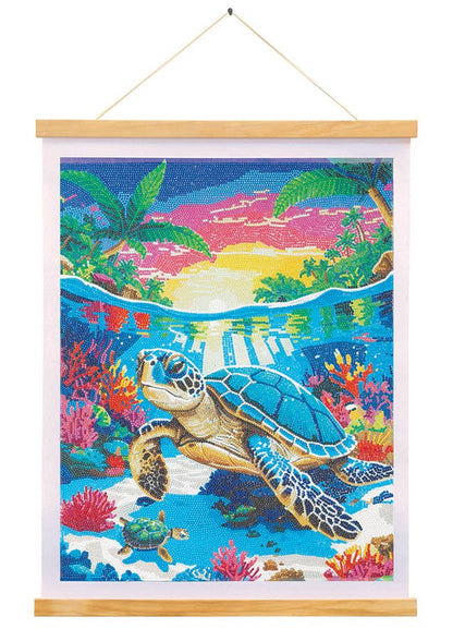 Crystal Art Scroll Kit: Tropical Turtle Paradise
