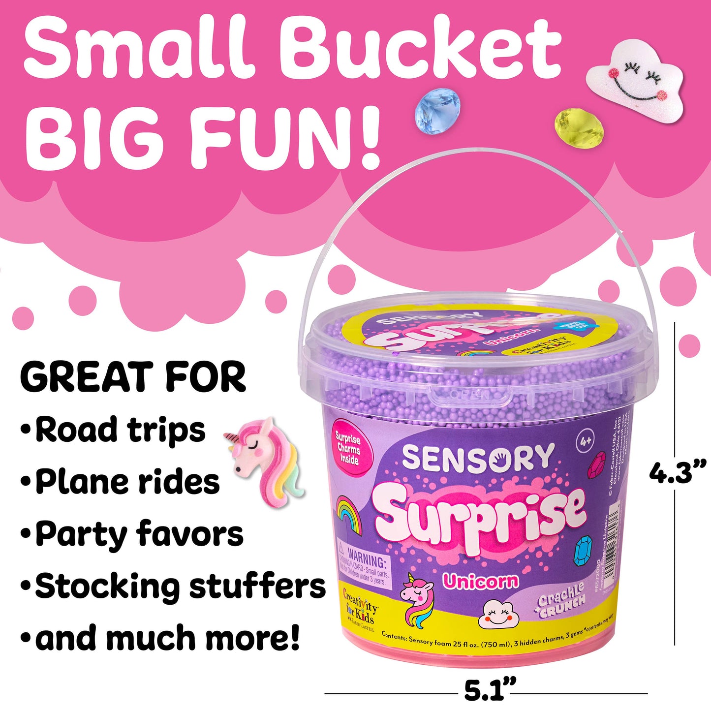 Unicorn Charms Sensory Surprise Squishy Foam Bucket