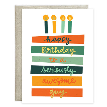 Birthday Greeting Card - Awesome Guy Cake