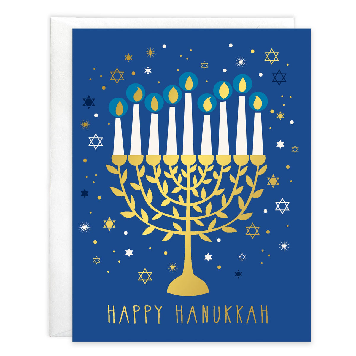 Hanukkah Greeting Card -  Gold Menorah