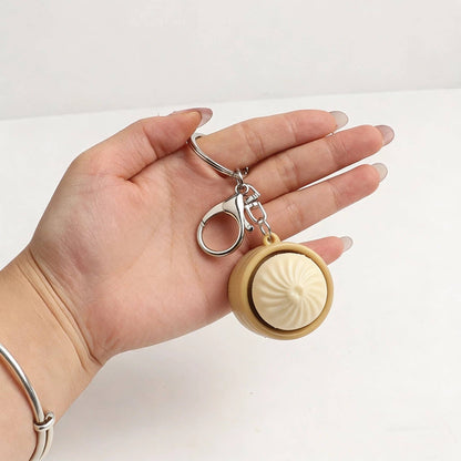 Squishy Dumpling Keychain Mini Steamer Clicker
