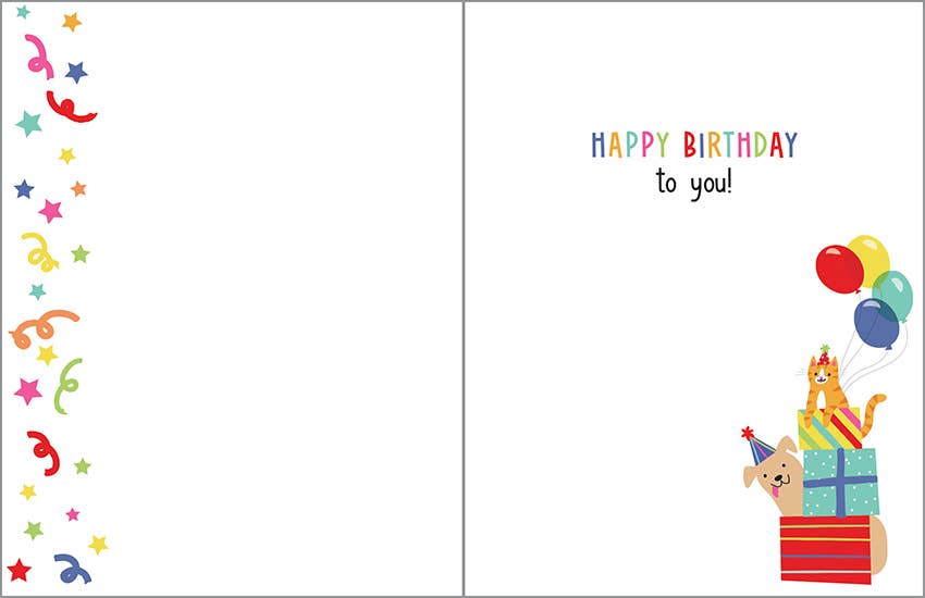 Bday Dogs and Cats Birthday Greeting Card