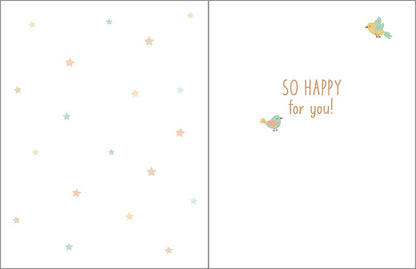 Baby Greeting Card - Clothesline & Birds