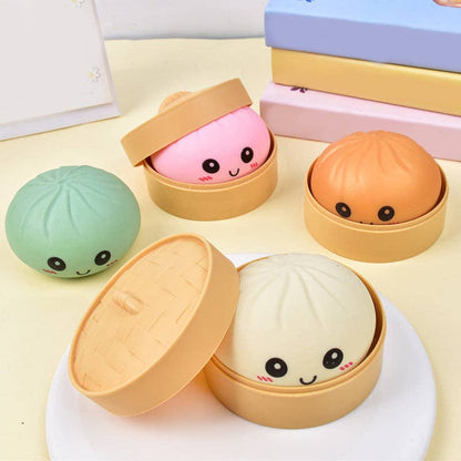 Mystery Squishy Dumpling Bao Bun Fidget Toy Rainbow Emoji Buns